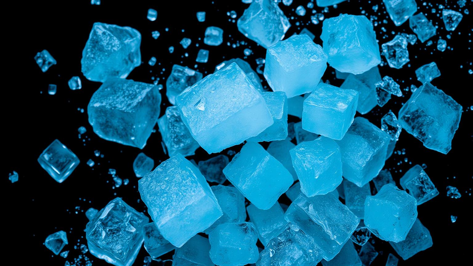 Textura de cubos de gelo em tons de azul gelado